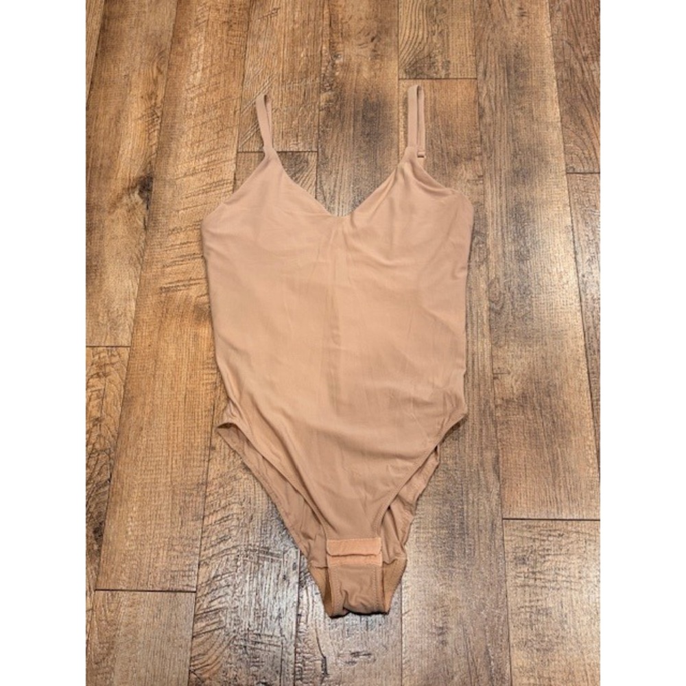Victoria's Secret Bodysuit Shapewear Beige Camisole Built-in Bra L
